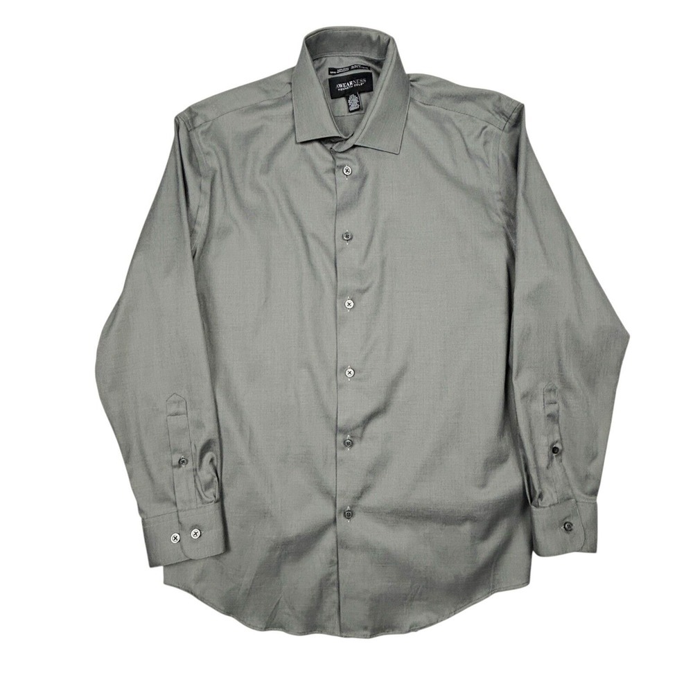 Kenneth Cole Awearness Shirt Mens 16.5 32/33 Grey Slim Fit Non Iron‎ Button Up